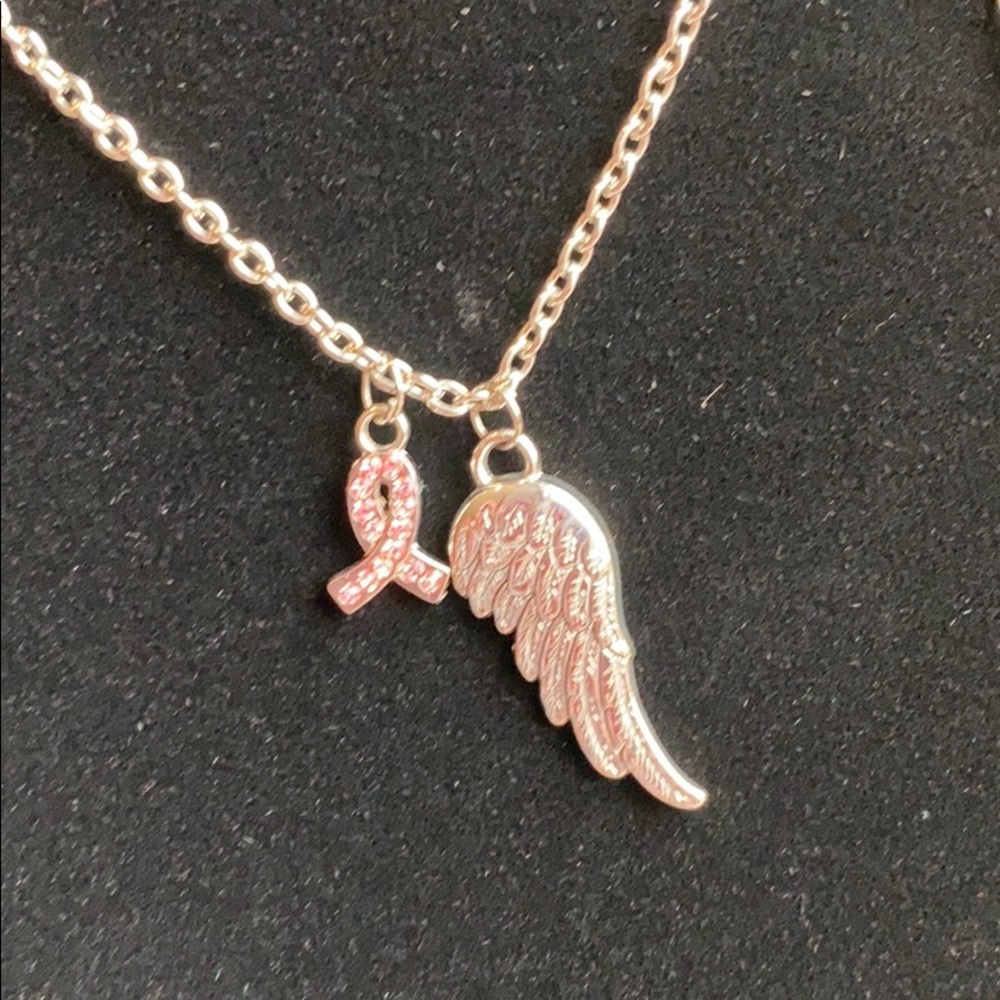 Breast Cancer Awareness and Wing necklace. - Picture 3 of 3